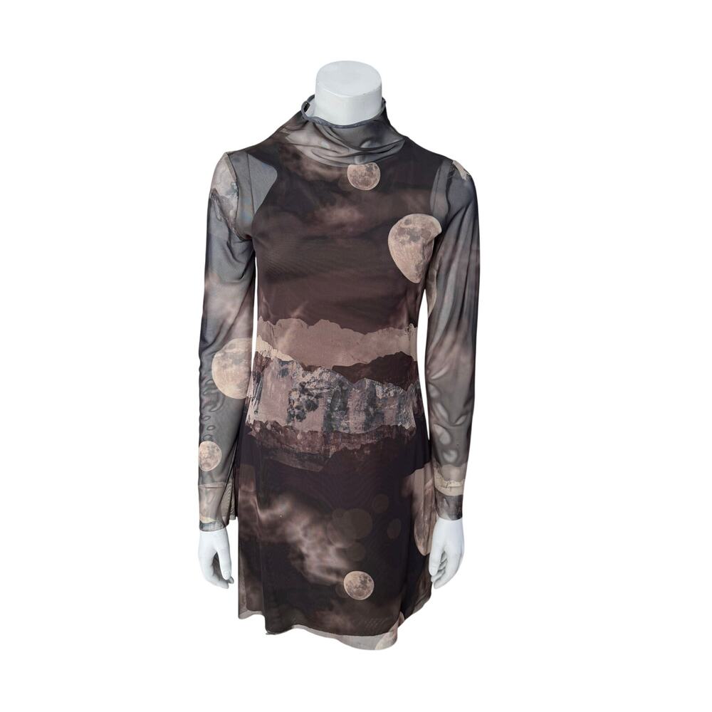 Zara Dress Women's Medium Tulle Moon Print Witchy Whimsygoth Blogger Favorite - Picture 6 of 6